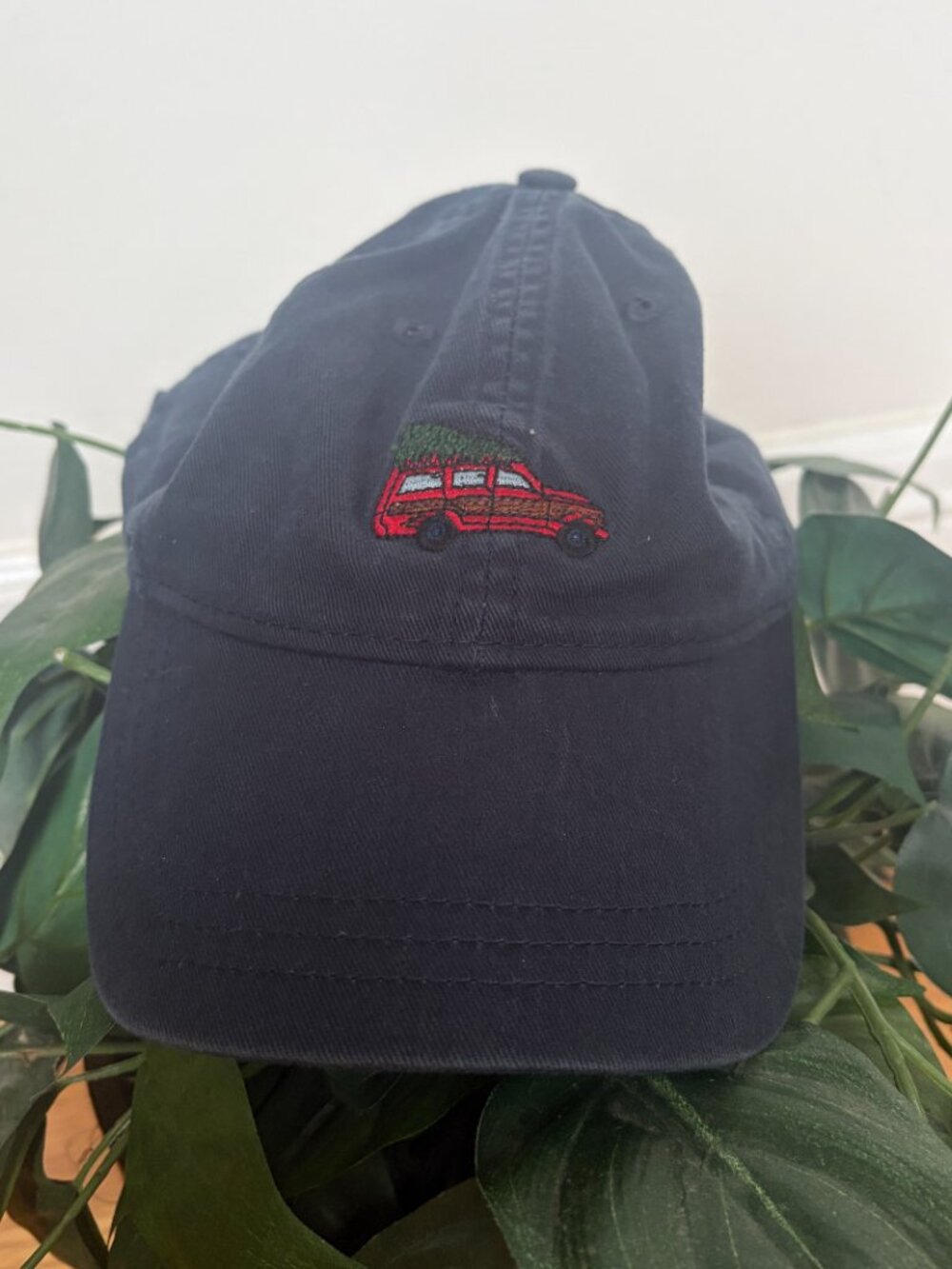 J. Crew Christmas Hat Cotton Navy Christmas Tree Truck - Picture 2 of 8